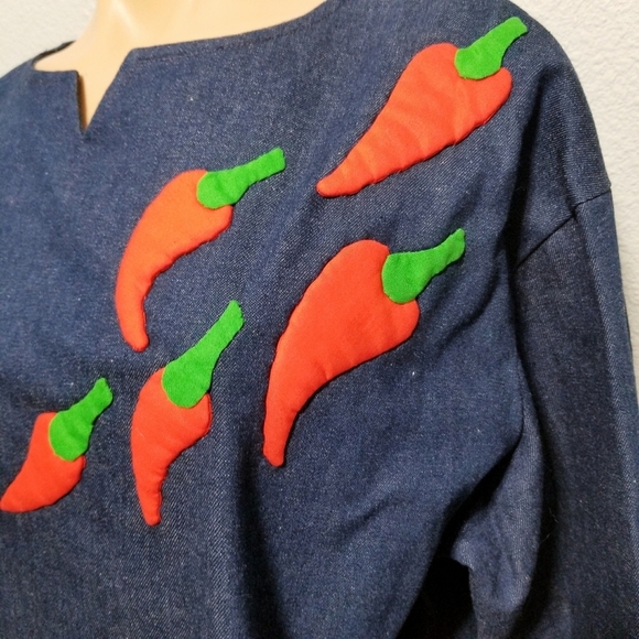Vintage 80's 90's retro red chili peppers shirt top blouse LARGE - Picture 2 of 6